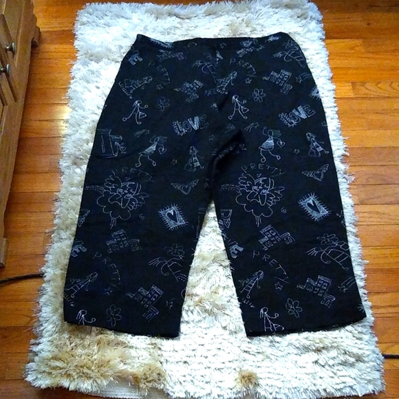 Chicos Design Blend Silk & Linen Cropped Women 3 Pants Novelty Print lognelook - Picture 6 of 16